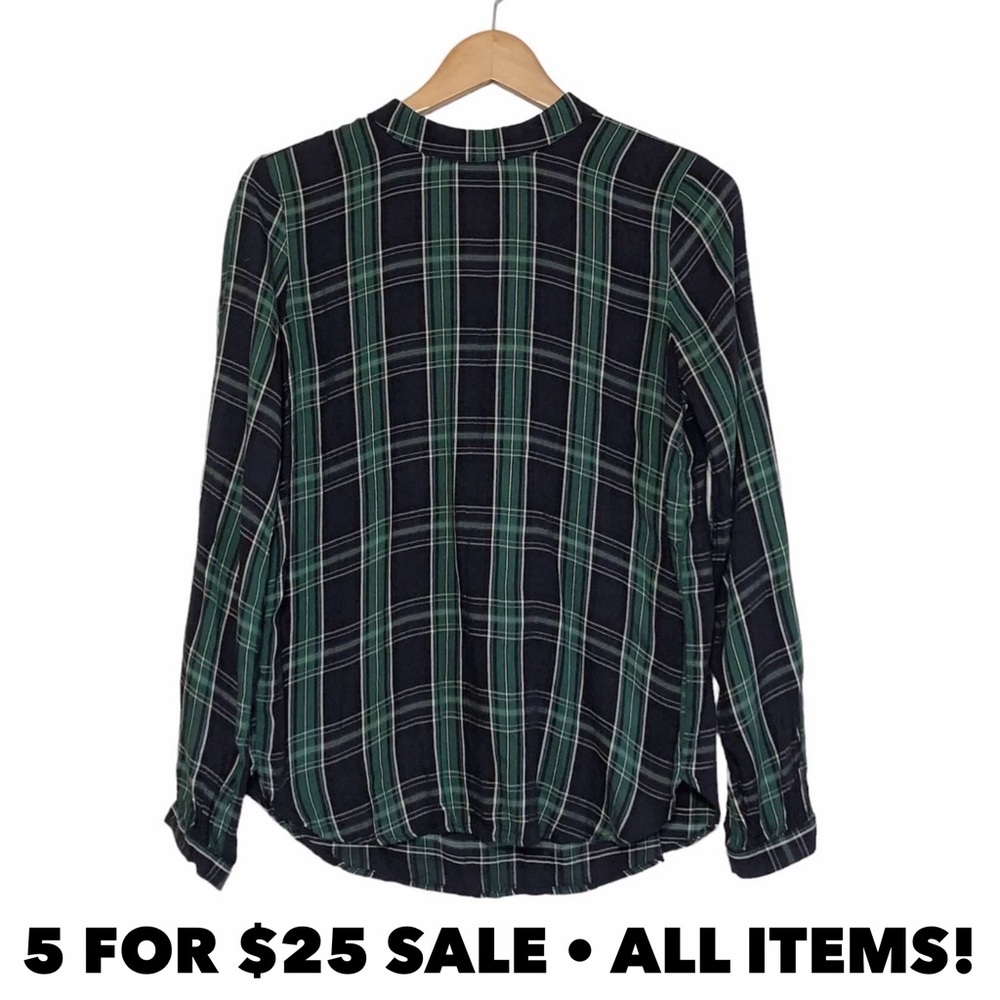 Loft Tartan Plaid High Neck Blouse